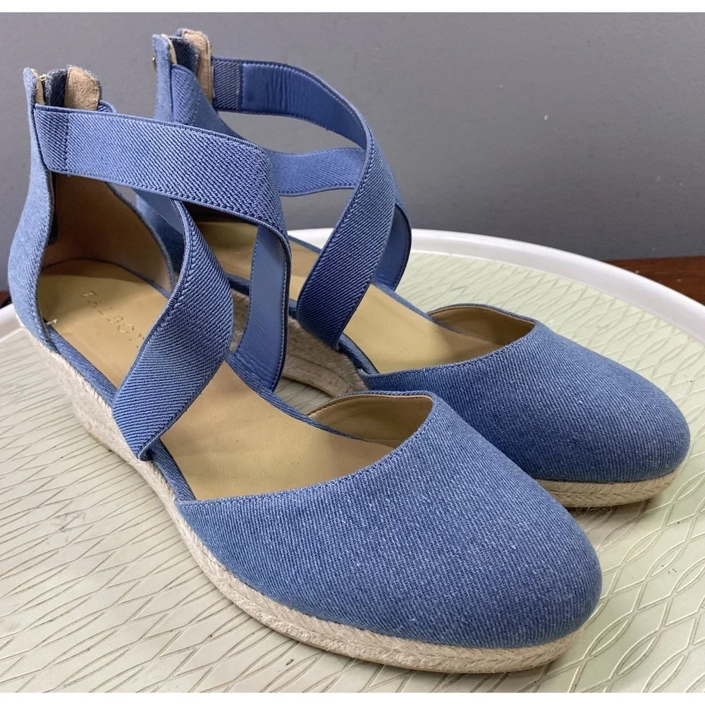Talbots Lynsday Espadrilles Wedges Cotton Canvas Light Denim Blue EUC 10.5M